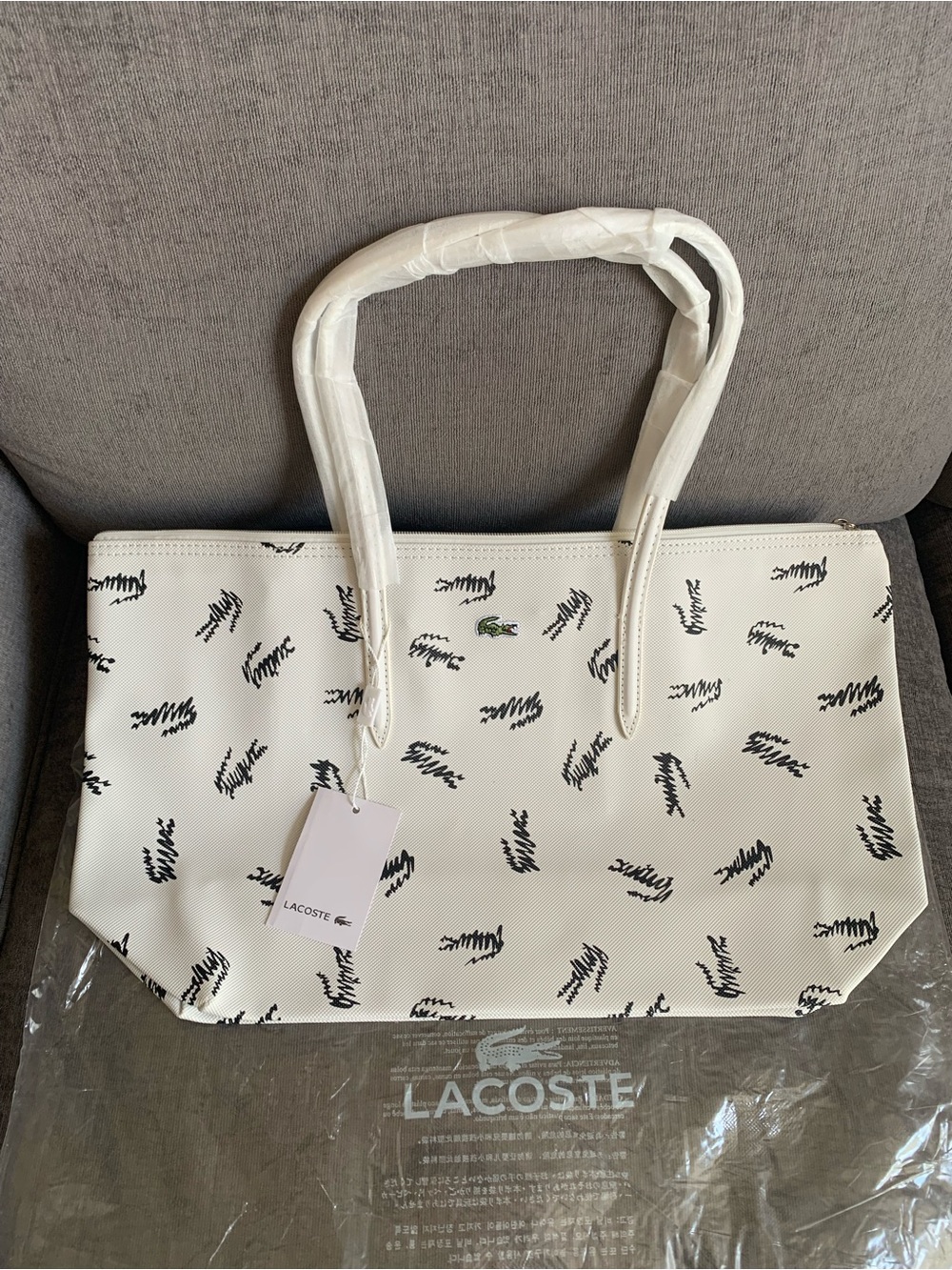 Lacoste L.12.12 Concept Tote handbag Bag purse little croc print NWT